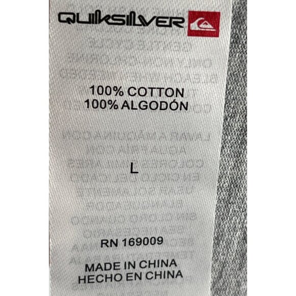 Quiksilver Mens Large T-Shirt Kauai Heather Gray Logo Print Cotton Crew Neck - Picture 10 of 15